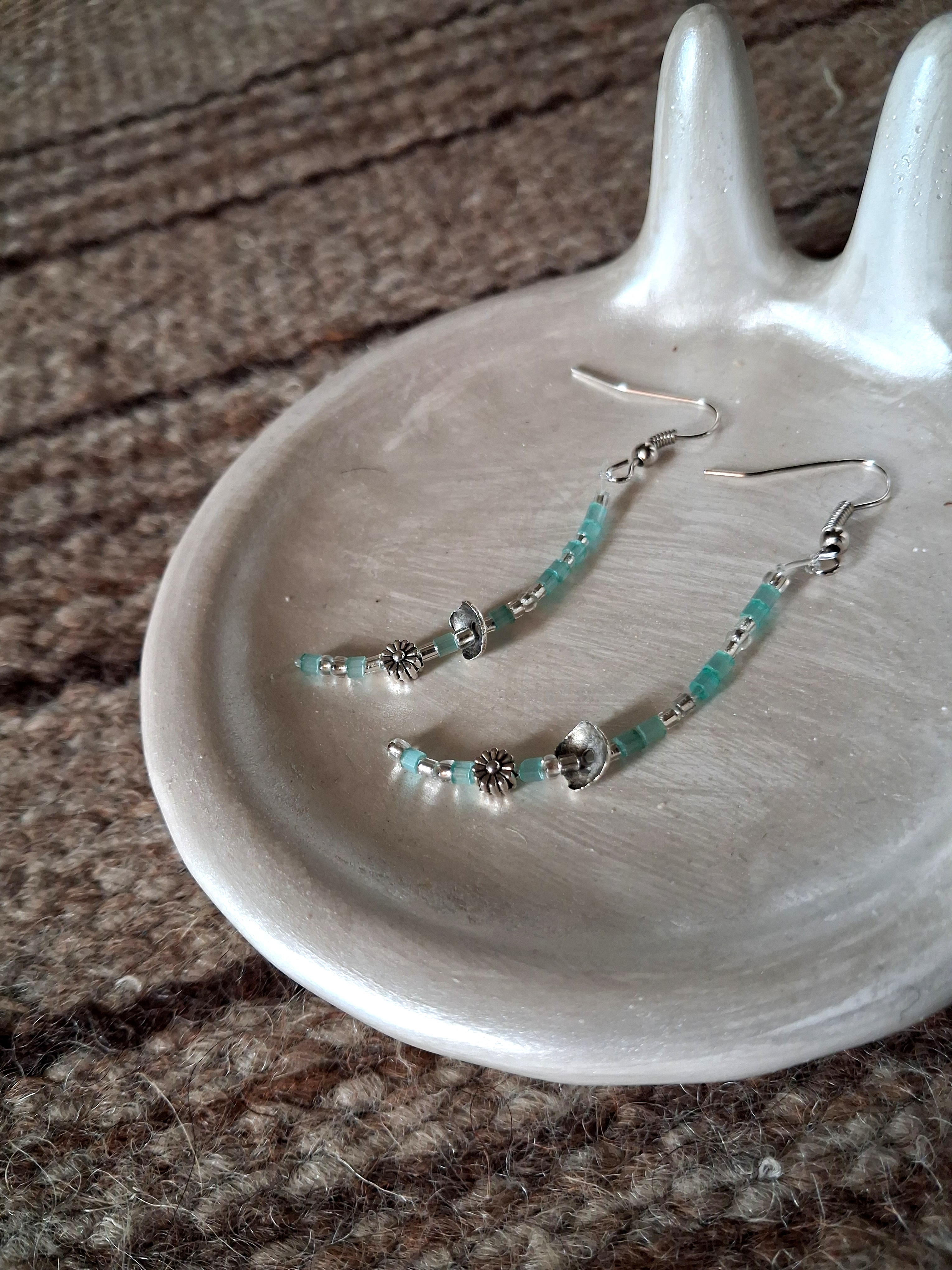 Sky Blue Flower Earrings 