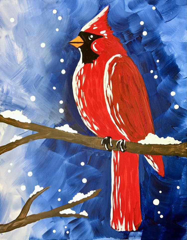 Winter Cardinal Online Paint Party | Oct 18 at 5 PM