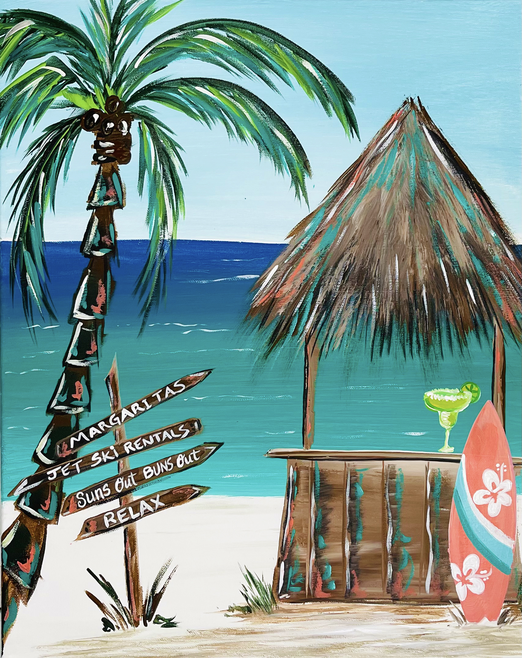 Summer Paradise ONLINE Paint Party Cozumel | April 3rd  at 5 PM