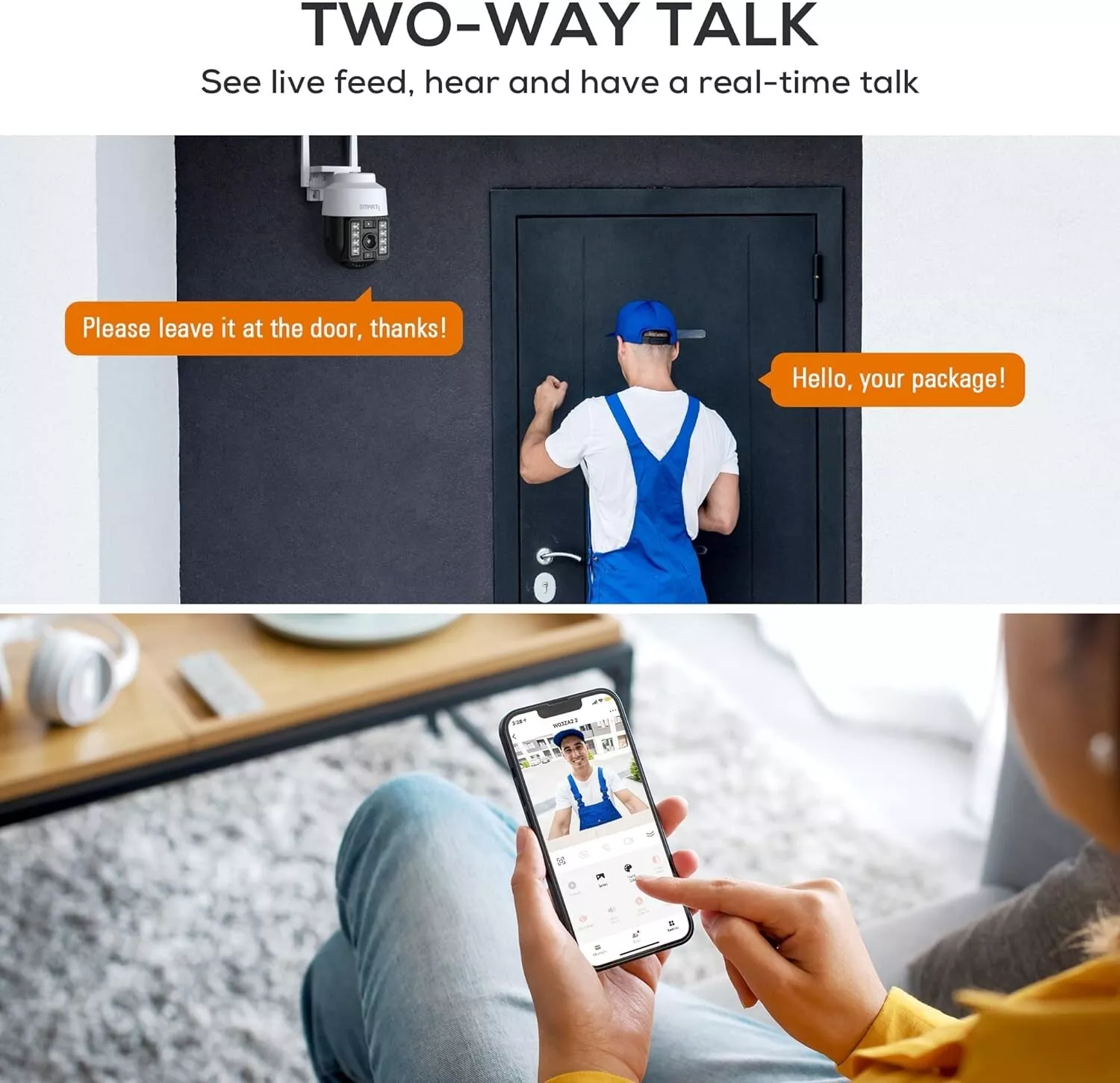 PTZ Mini Smartg ,2K HD 65ft Night Vision 2-Way Talk Auto Motion Tracking