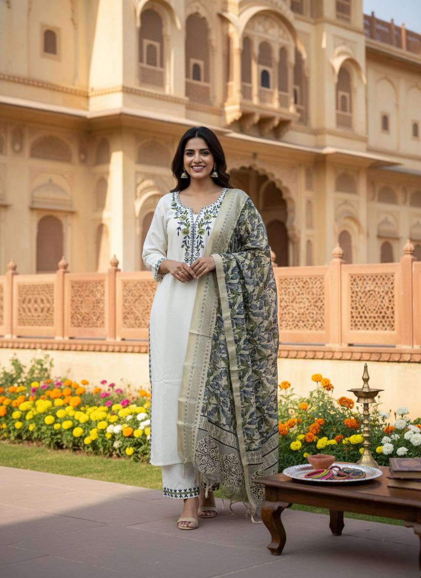 Khadi cotton kurti set