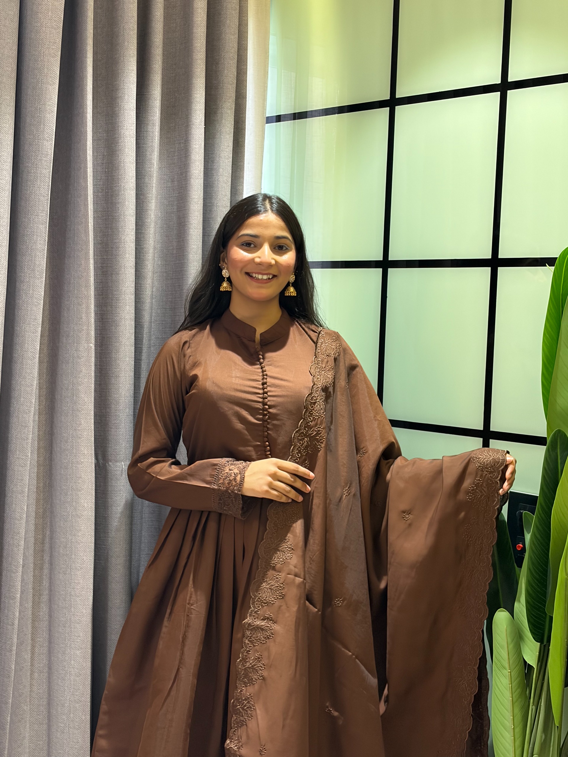 Roman silk anarkali set