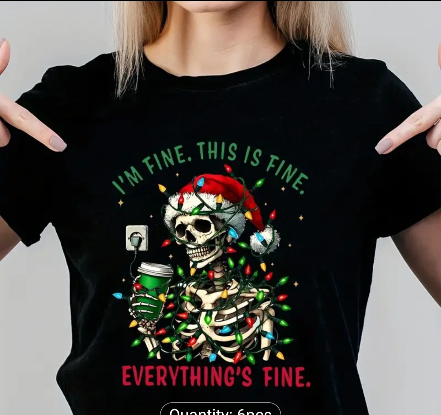 Festive chisrmas everything is fine Skeleton Graphic T-Shirt