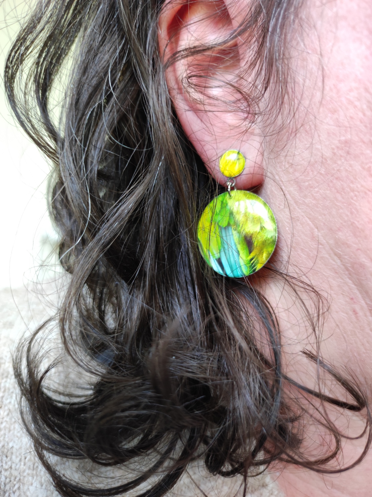 Boucles d'oreilles plume perroquet