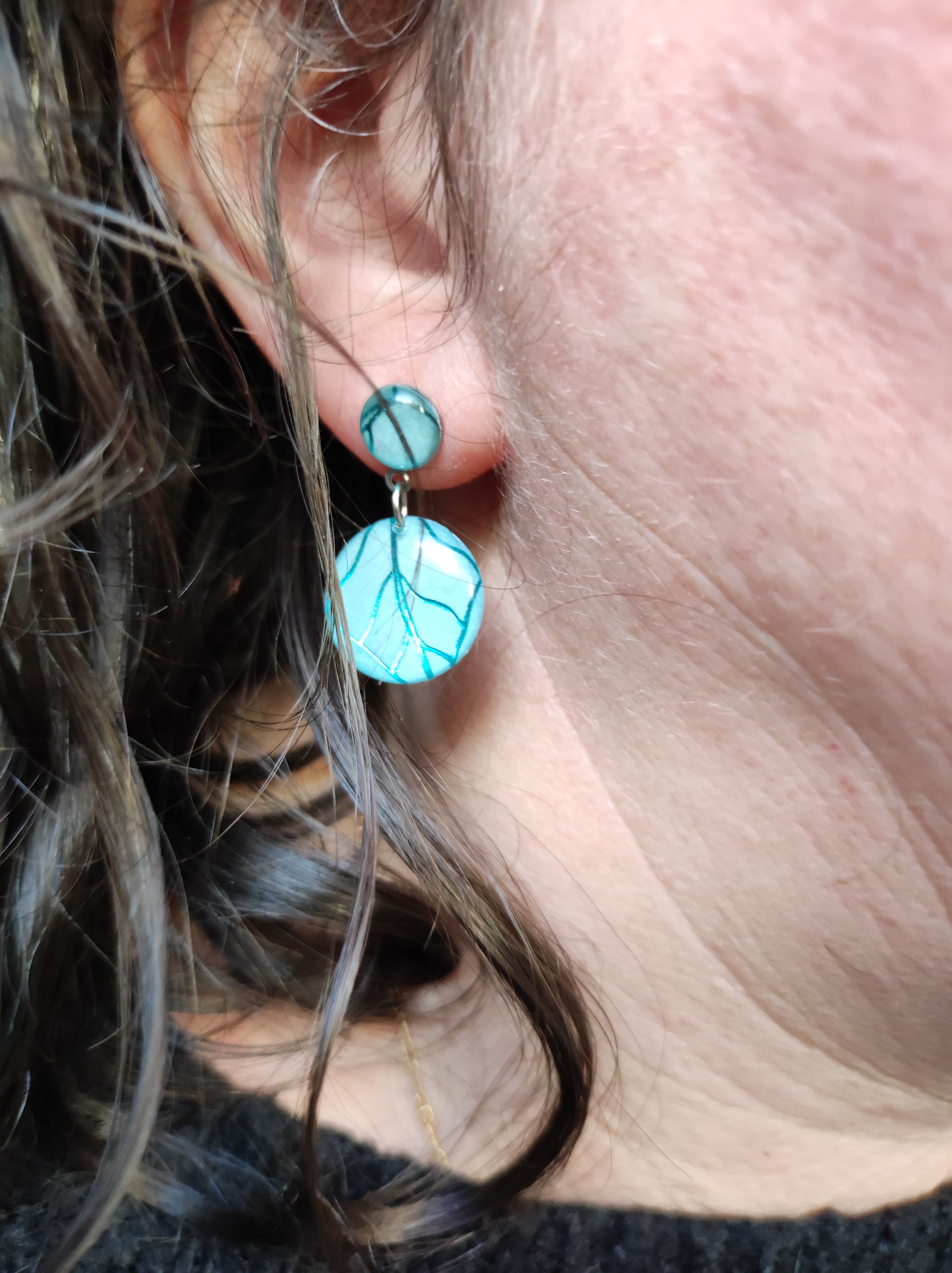 Boucles d'oreilles nervure turquoise