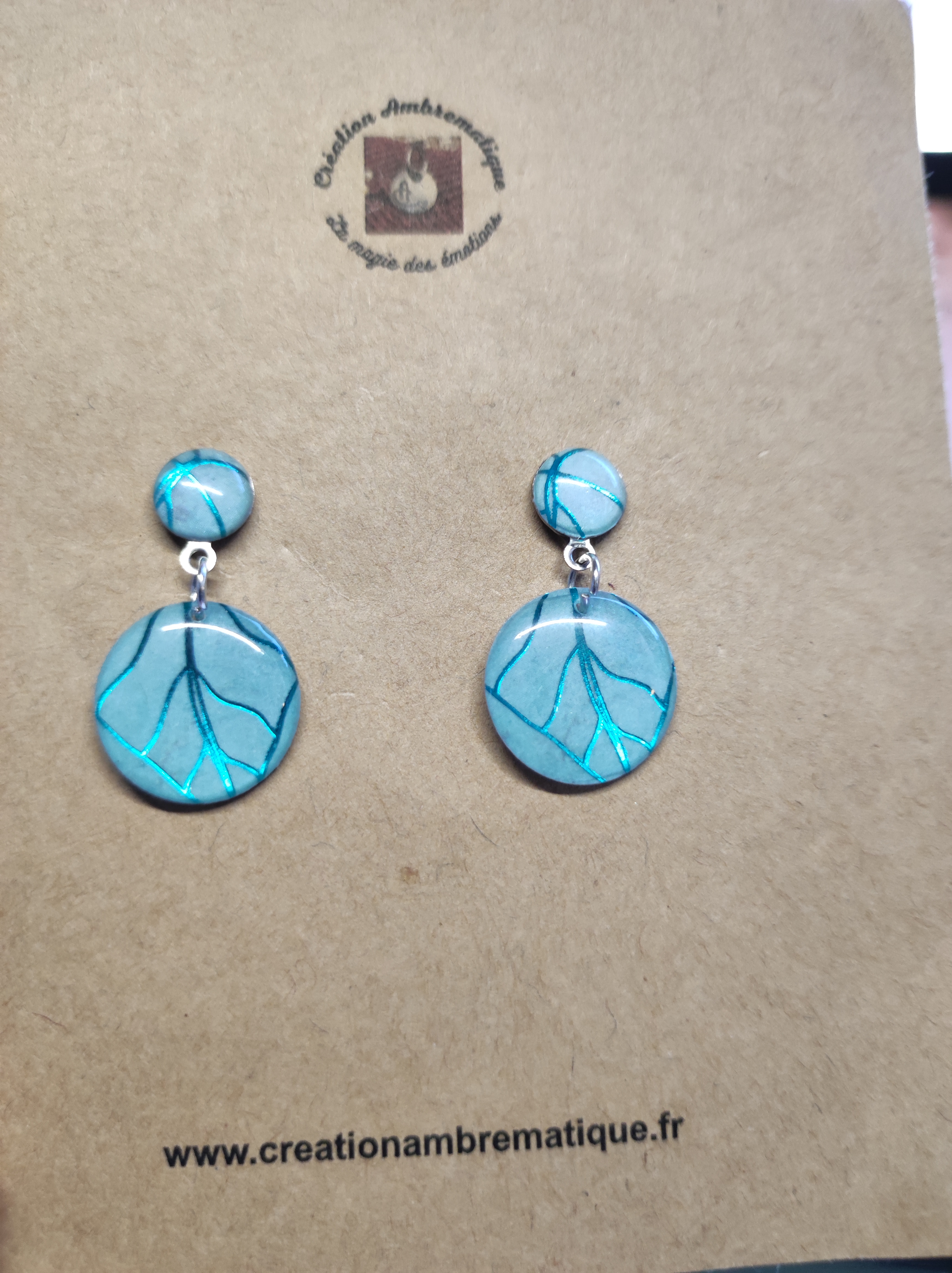 Boucles d'oreilles nervure turquoise
