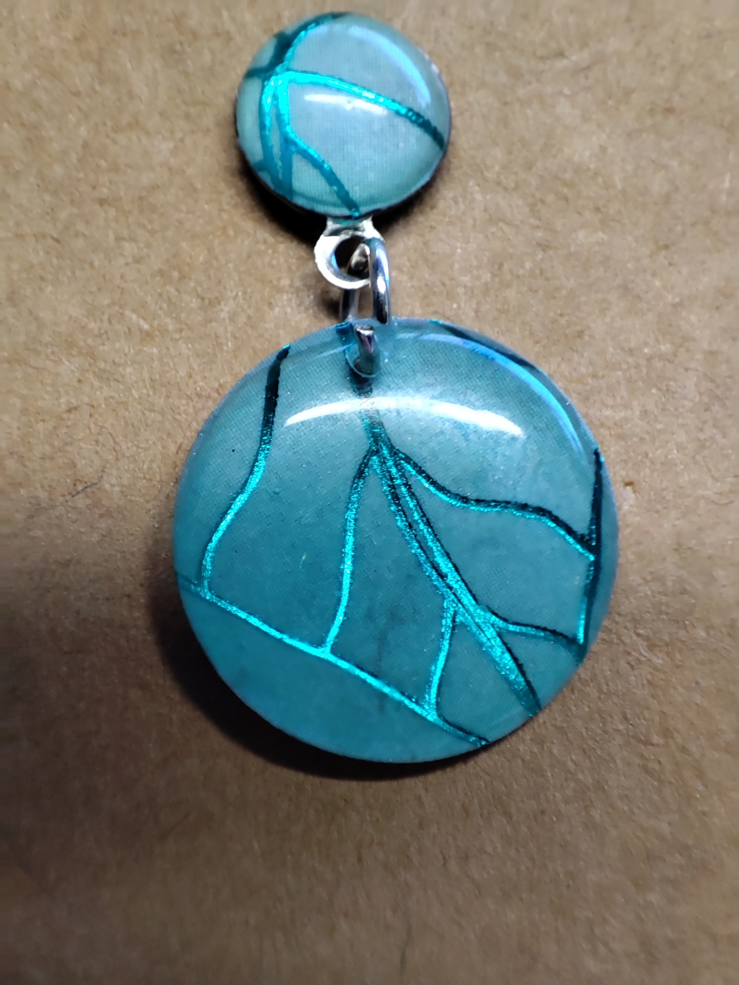 Boucles d'oreilles nervure turquoise
