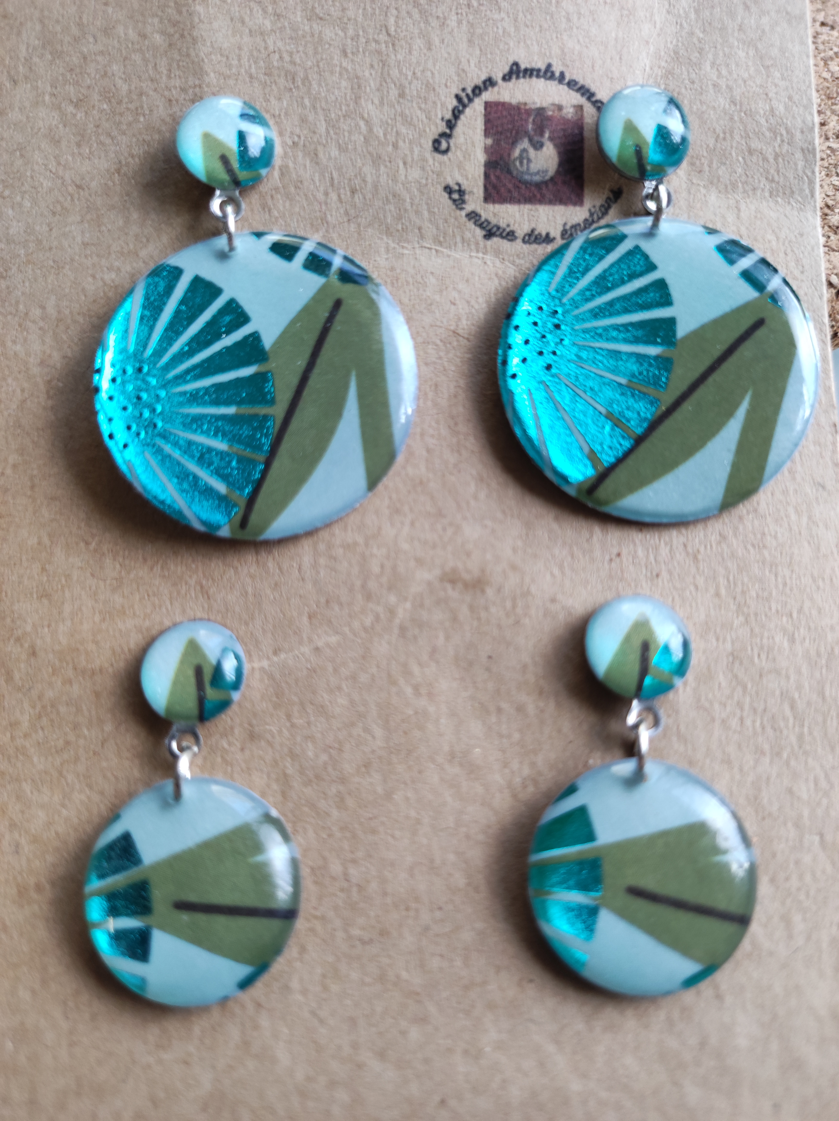 Boucle d'oreille fleur turquoise