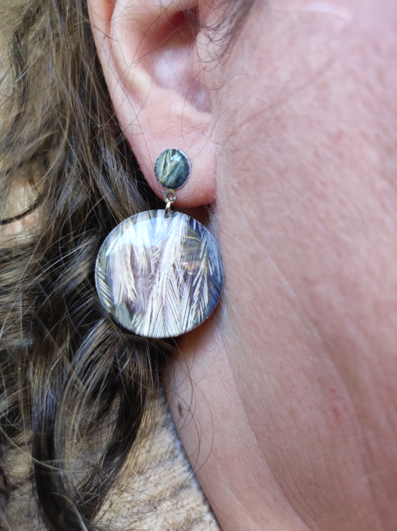 Boucles d'oreilles plumes d'émeu