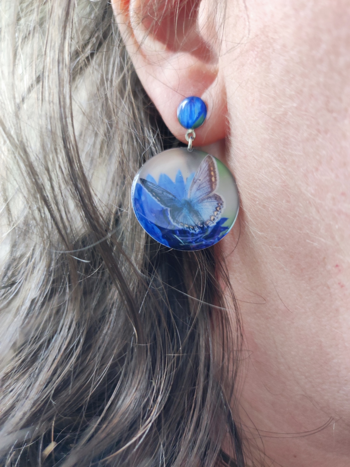 Boucles d'oreilles papillon bleu