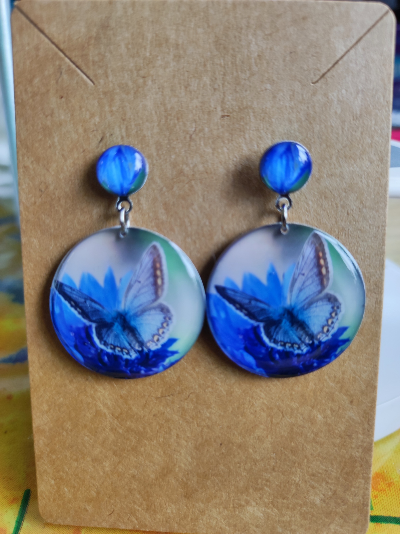 Boucles d'oreilles papillon bleu