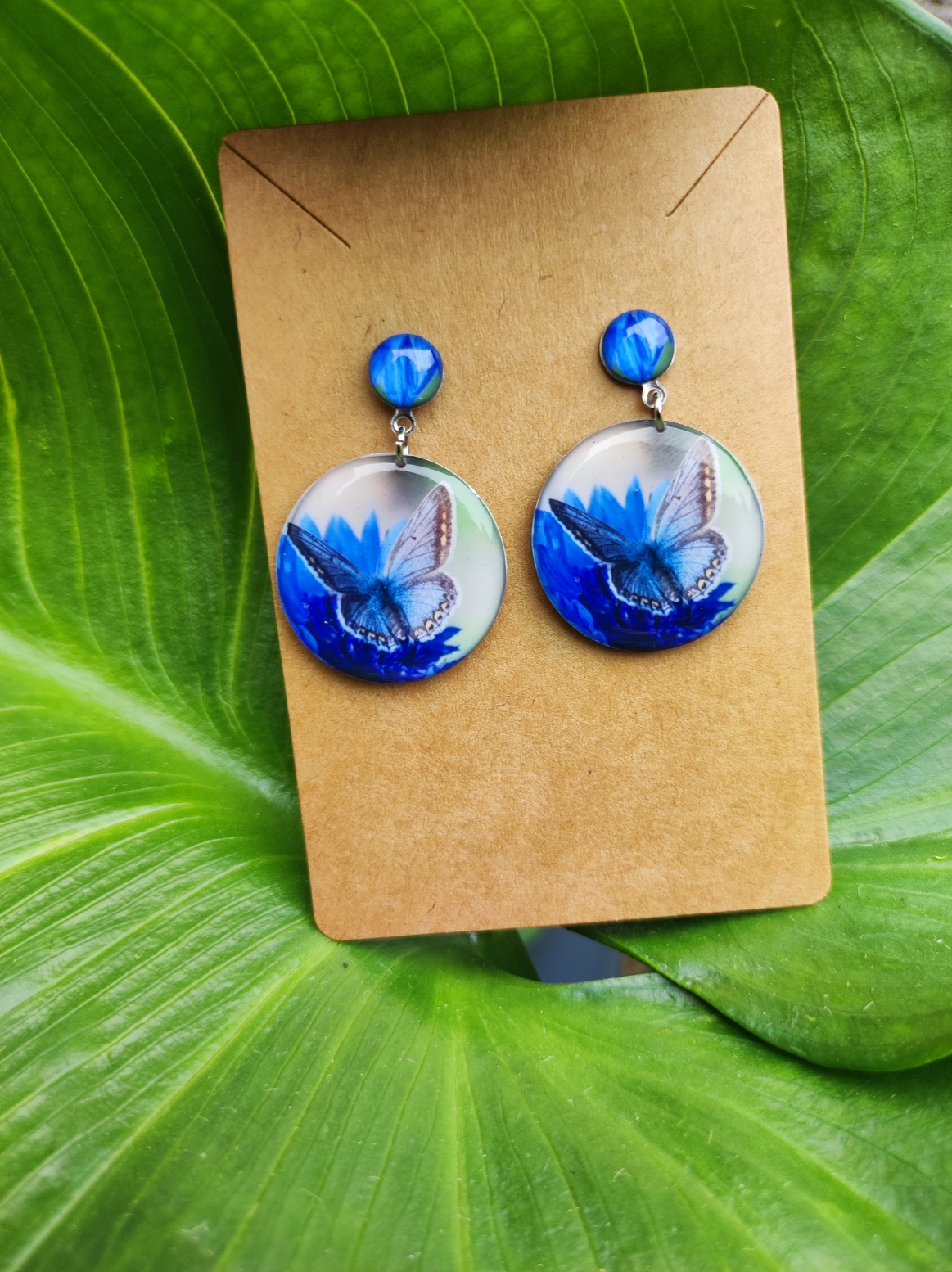 Boucles d'oreilles papillon bleu