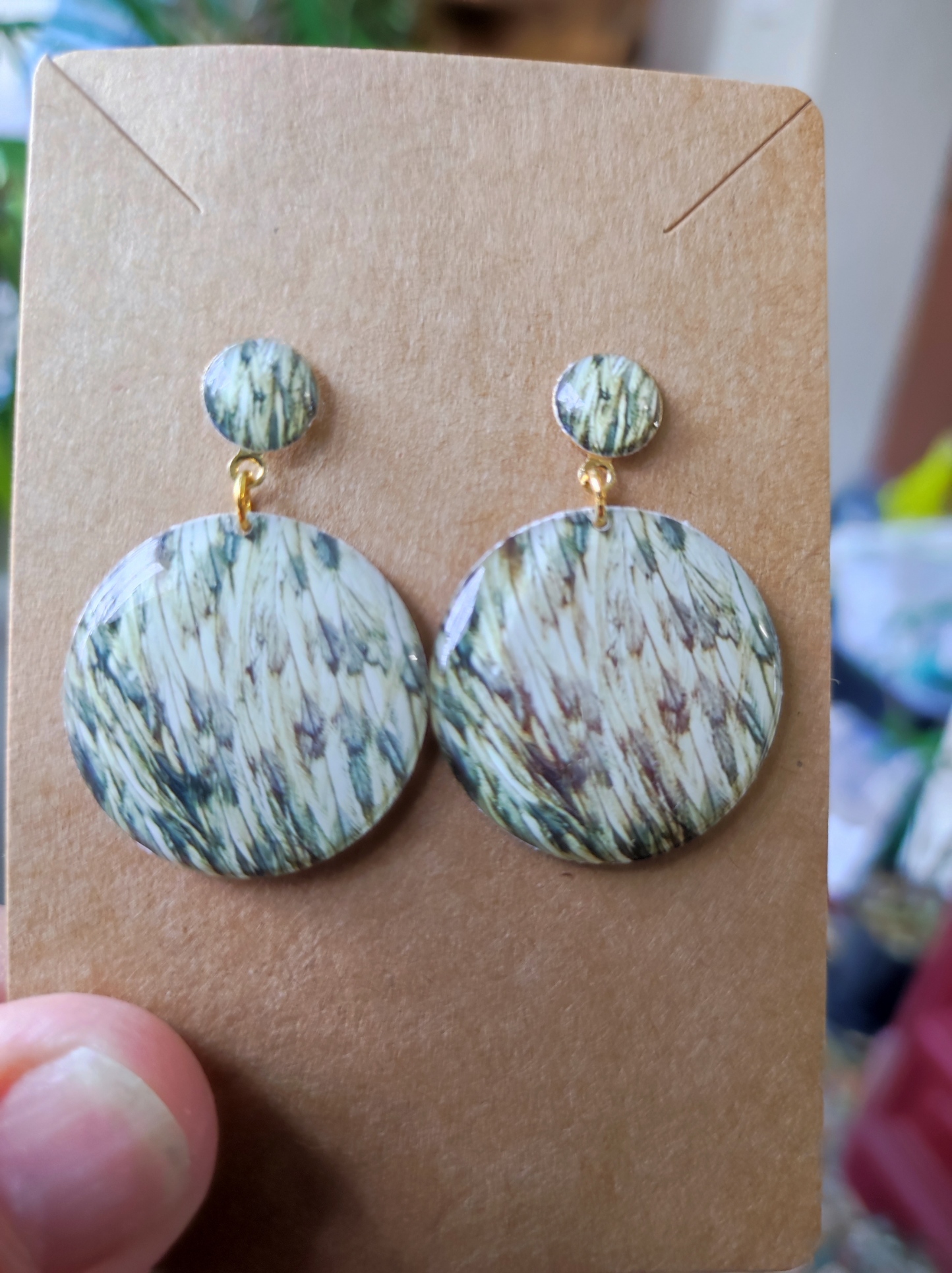 boucles d'oreilles plumes d'émeu beige