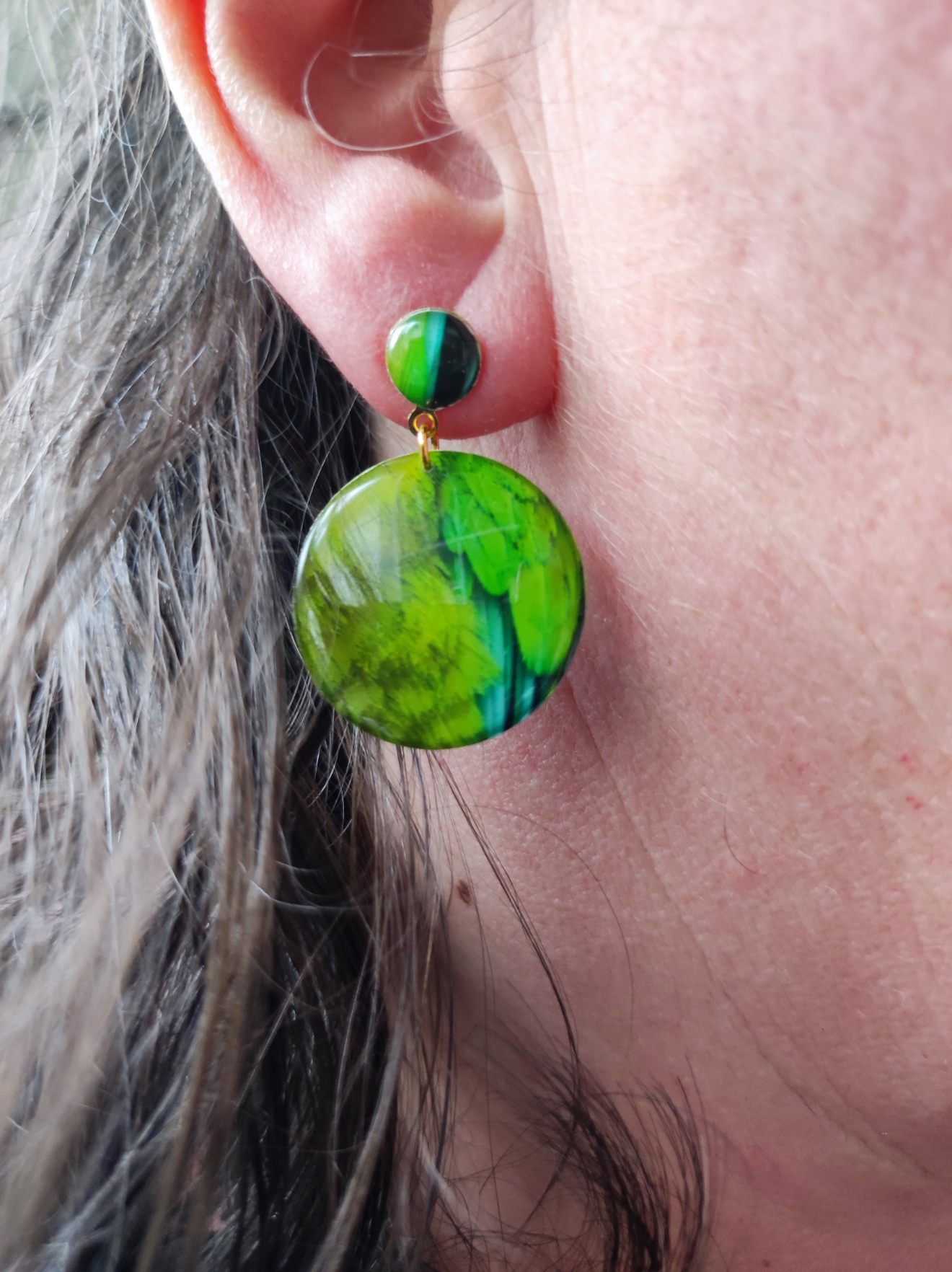 Boucles d'oreilles plumes de perroquet 