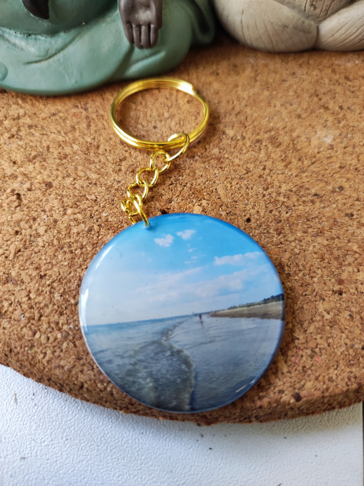 Porte clé plage cœur personnalisable