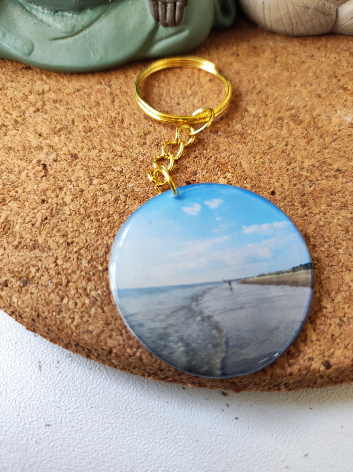 Porte clé plage cœur personnalisable
