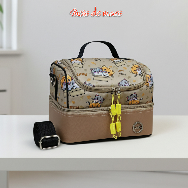 Insulated Lunch Bag GALA Cute Cats Khaki