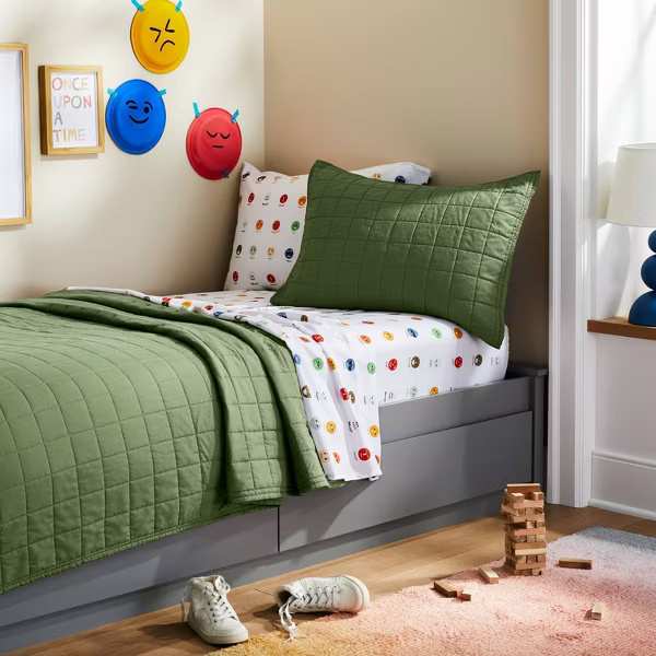 Green Quilted Bedding Set