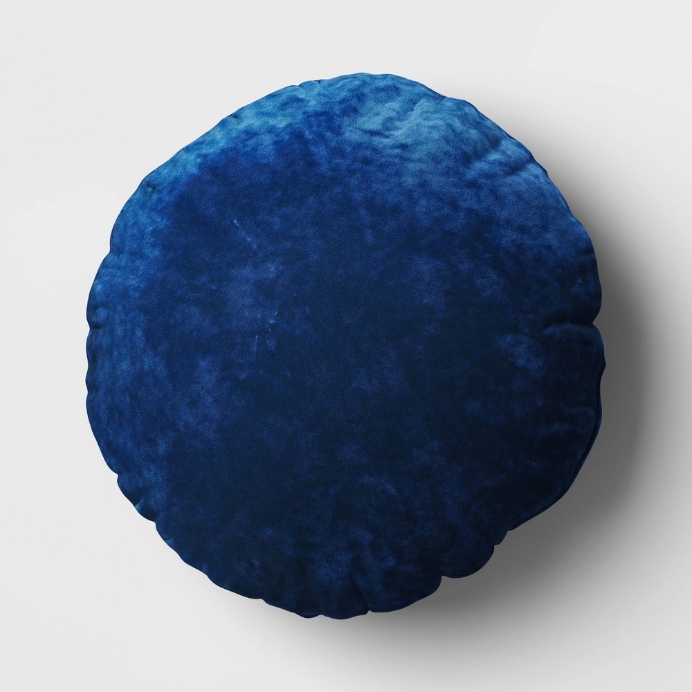 Lustrous Velvet Round Throw Pillow Navy Blue - Threshold™