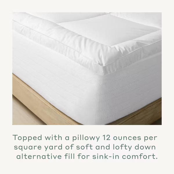 Queen Ultra Loft Down Alternative Mattress Pad - Casaluna™: 280 Thread Count, Water Repellent, Box Quilted