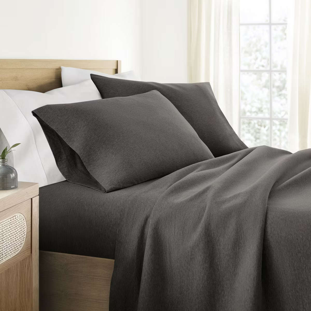 room essentials 100% Cotton Jersey Sheets Set - Soft, Breathable, Deep Pockets, Easy Care - 3 Pieces