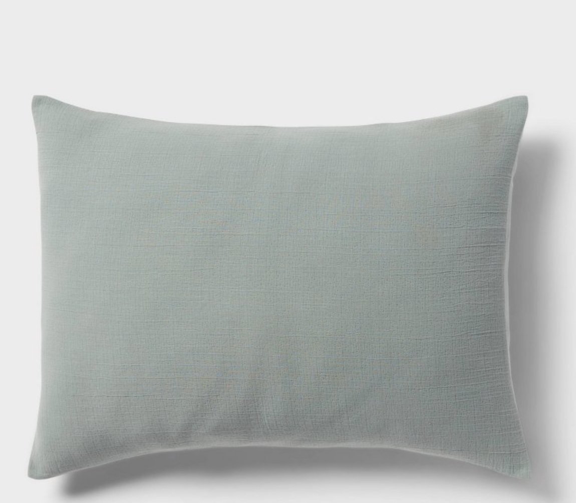 King Luxe Matelasse Coverlet Pillow Sham Light Teal Green - Threshold™: Cotton Fabric, Machine Washable, No Fill