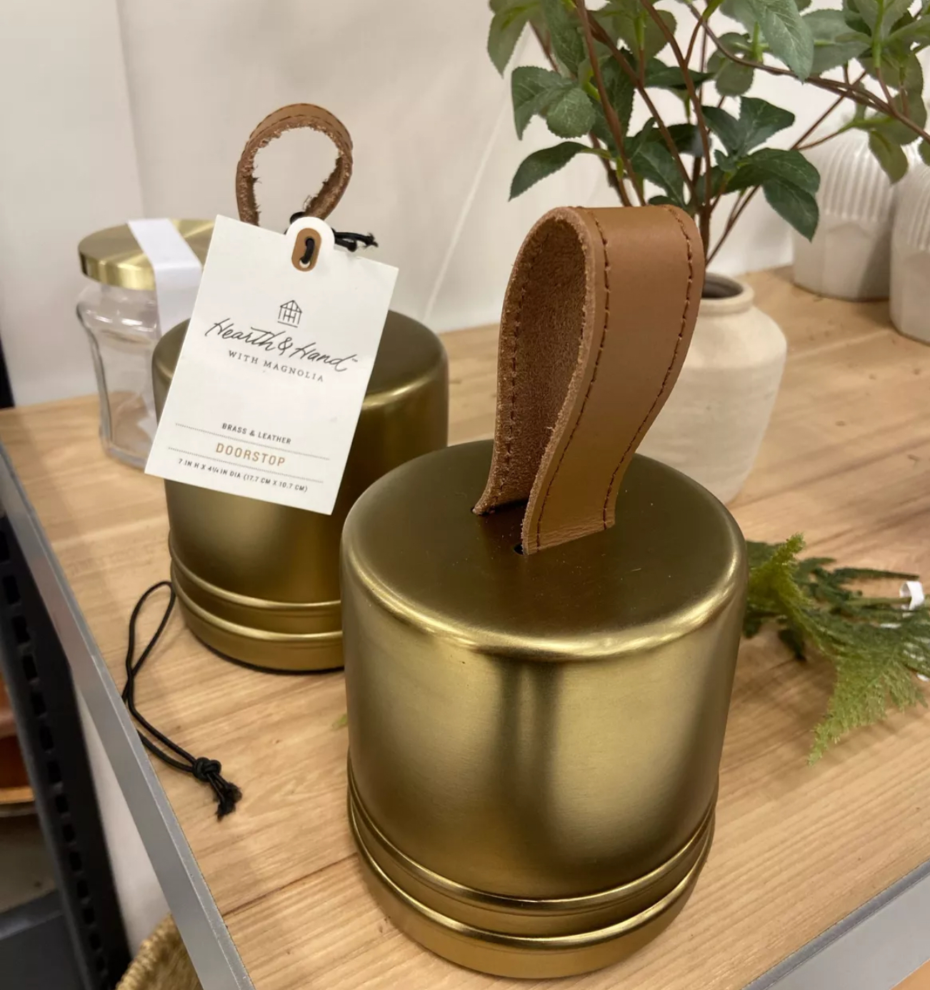 Brass & Leather Doorstop