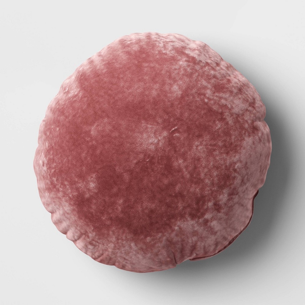 Lustrous Velvet Round Throw Pillow Dark Mauve - Threshold™