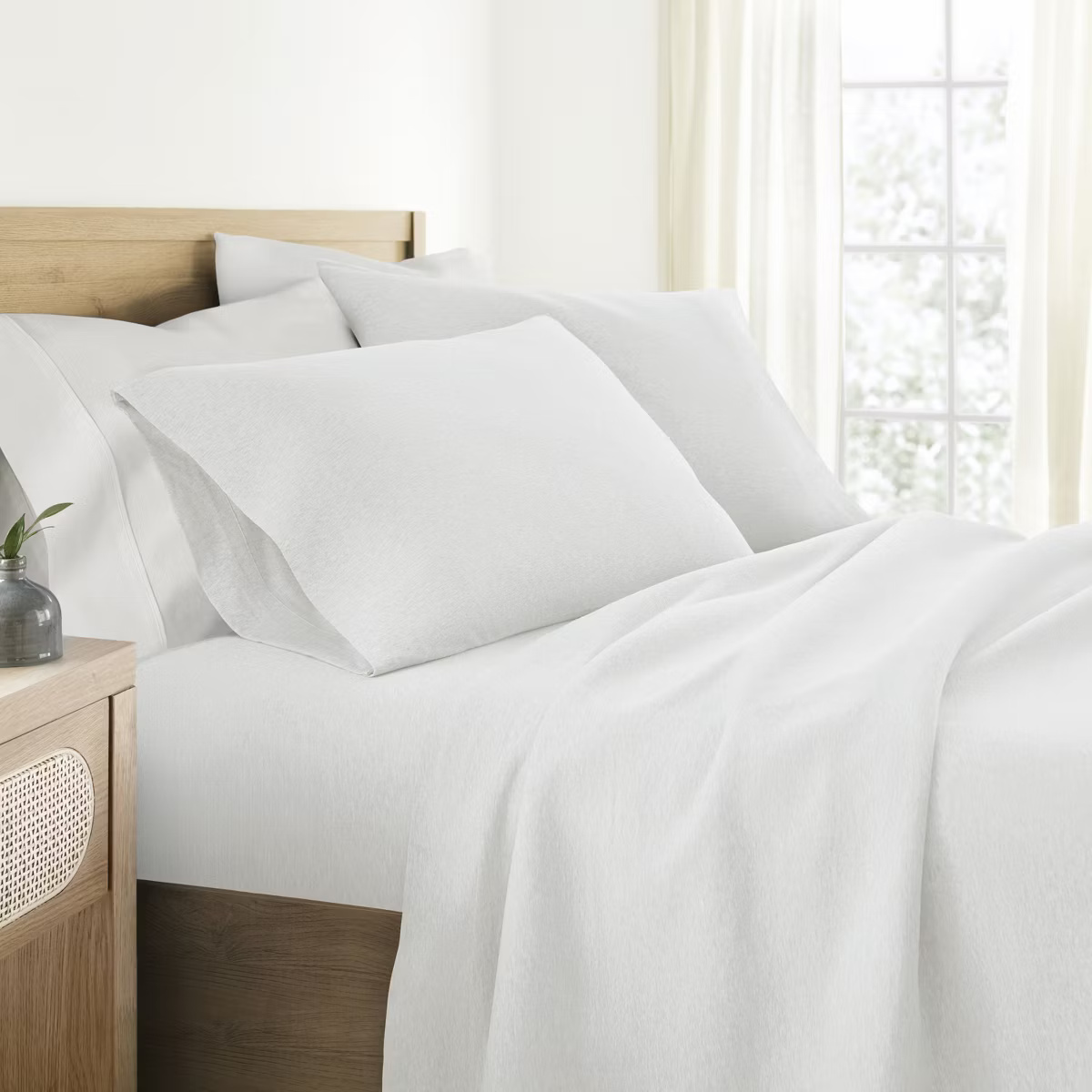 100% Cotton Jersey Sheets Set - Full size - Soft, Breathable, Deep Pockets, Easy Care - 4 Pieces