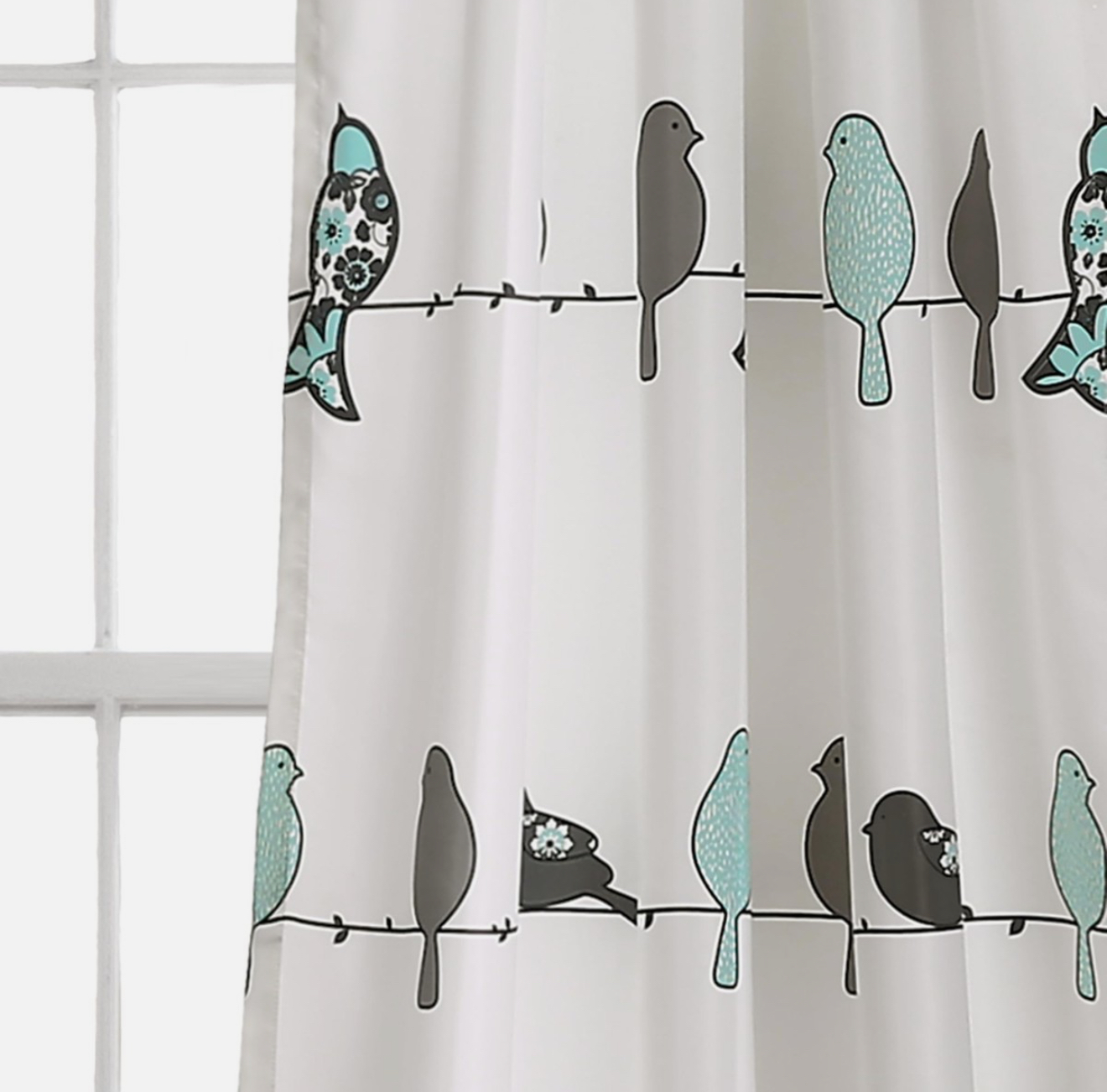 Lush Decor Rowley Birds Light Filtering Window Curtain Panels, Pair, 52 W x 84