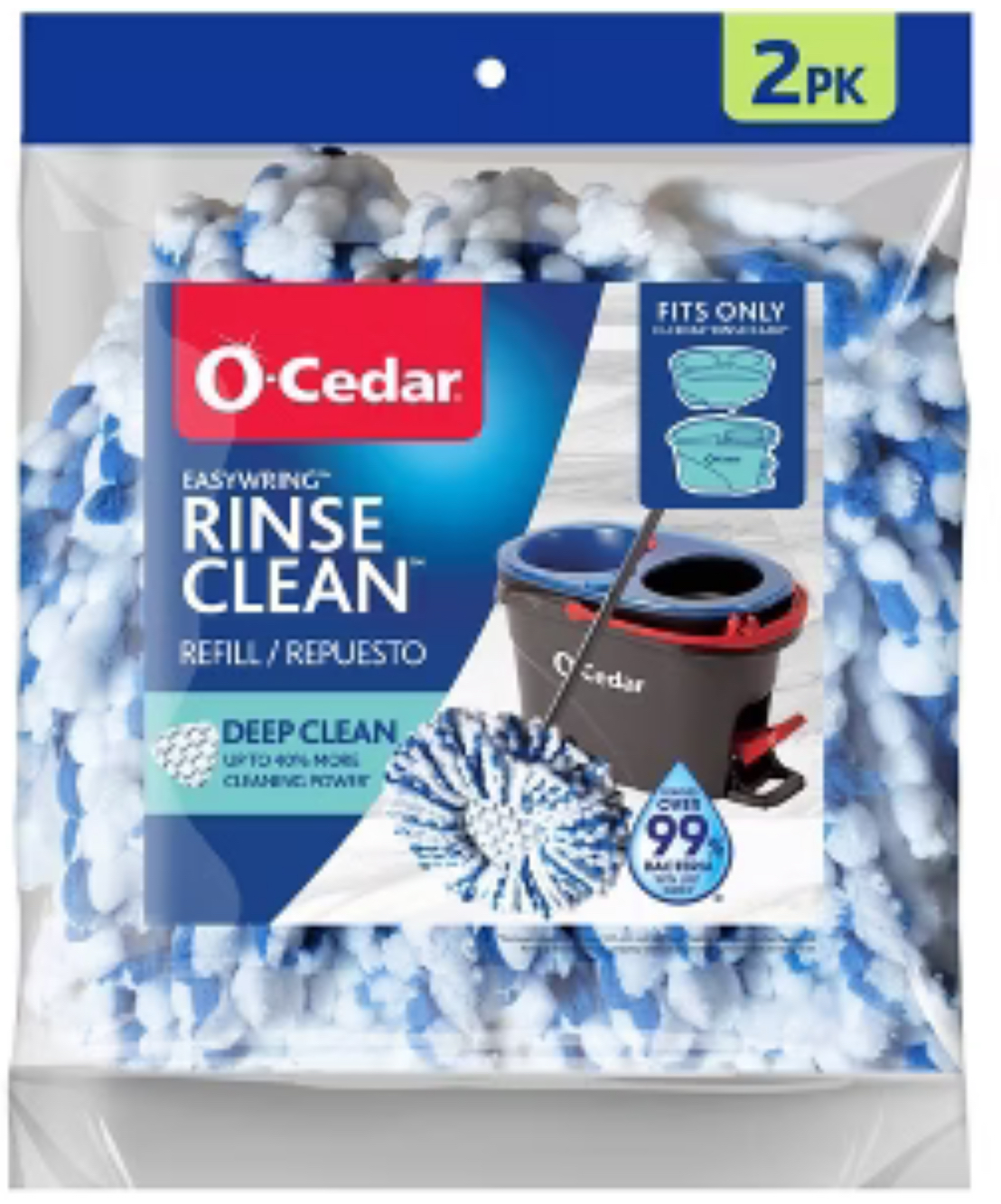 O-Cedar Rinse Clean Mop Refills 2-Pack
