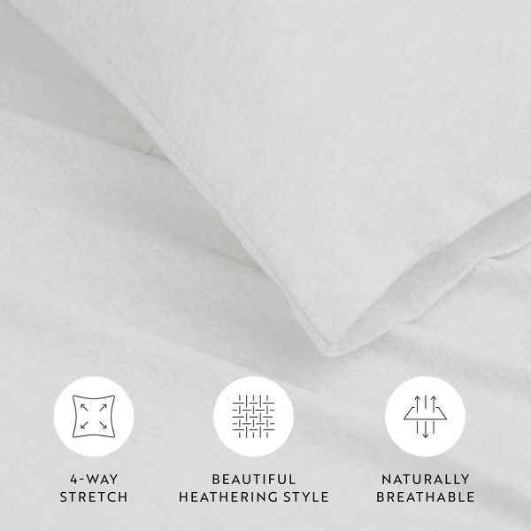 100% Cotton Jersey Sheets Set - Full size - Soft, Breathable, Deep Pockets, Easy Care - 4 Pieces