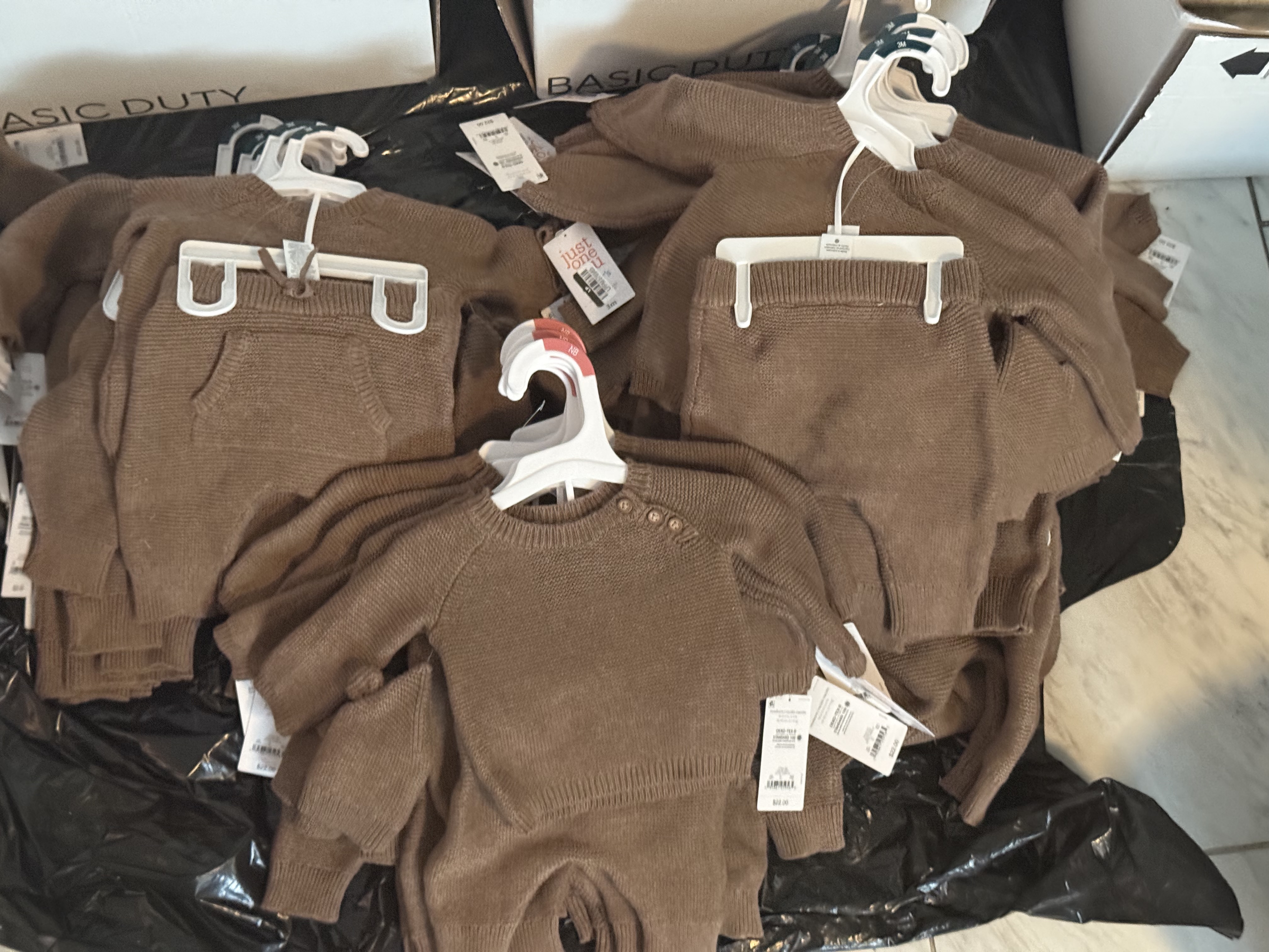 Carters Brown Knit Baby Sweater set 2 pieces 3m