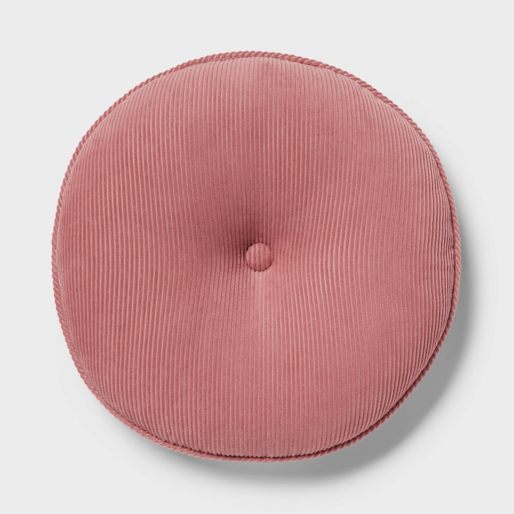 Round Decorative Pillow Rose Pink - Room Essentials™: Corduroy, Indoor Use, Teen Room Accent, OEKO-TEX Certified