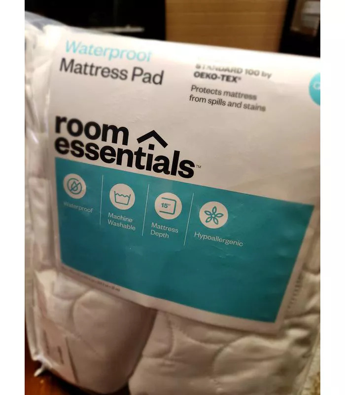Queen Waterproof Quilted Mattress Pad - Room Essentials™: Microfiber, Fits 15" Depth, OEKO-TEX Certified