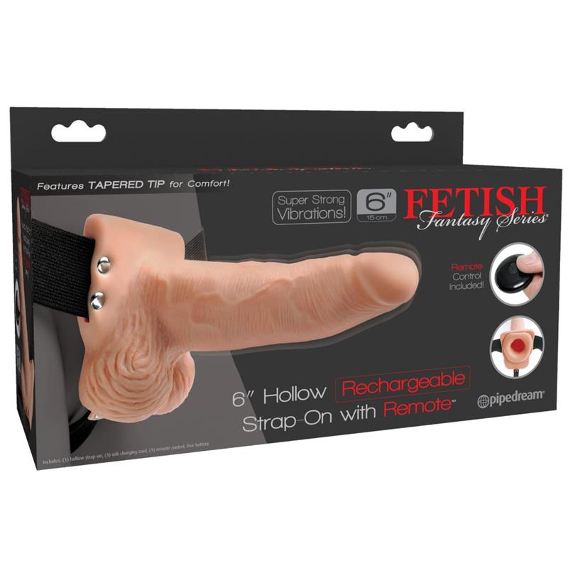 Elastic Strap-On with 6 Hollow Dildo - 10 Functions USB Remote Control 