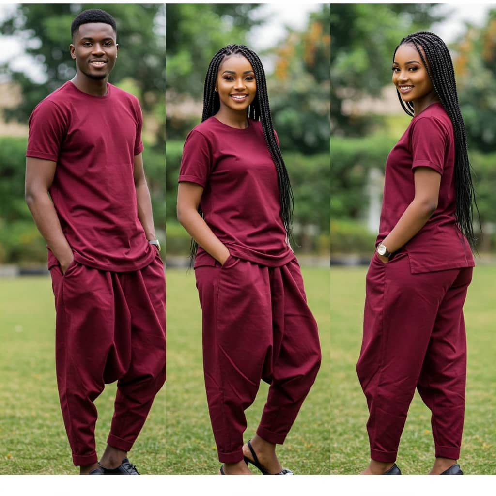 Stylish Maroon Unisex Ensemble 