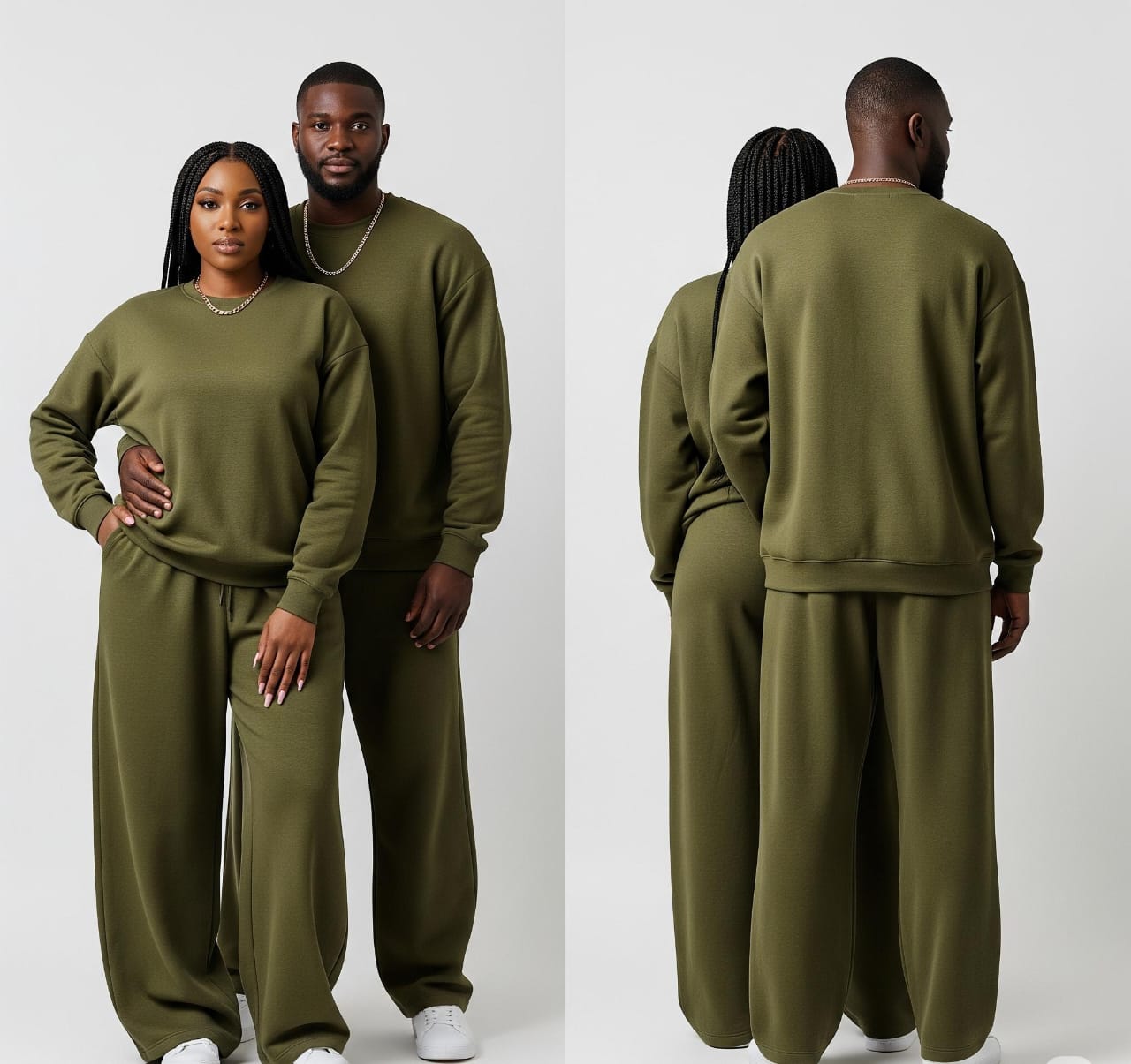 Single's Olive Green Matching Sweatsuit Set