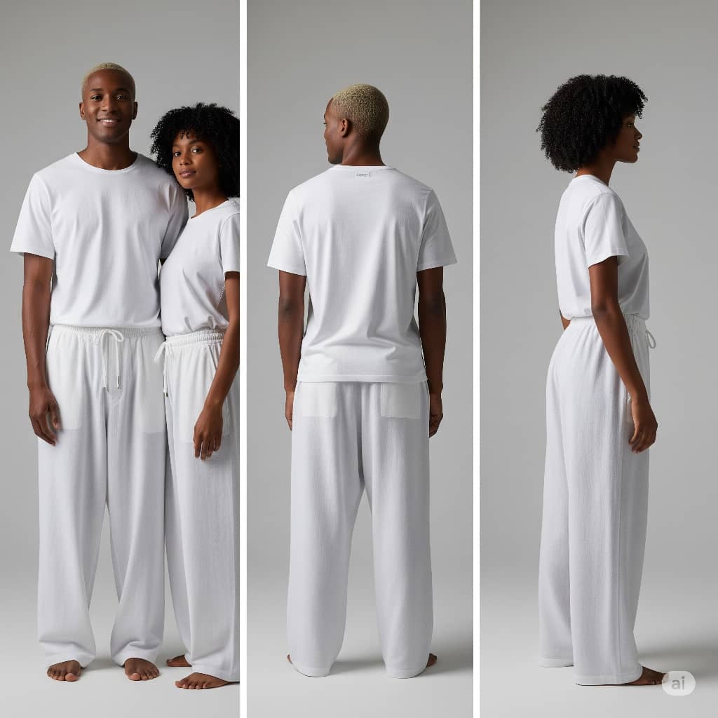 Nquar 2-Piece Set (Unisex White Loungewear Set)