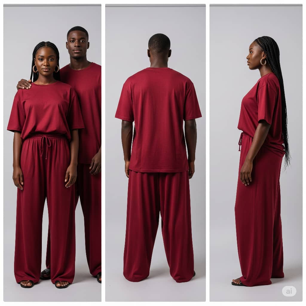 Nquar 2-Piece Set (Unisex Burgundy Lounge Set)