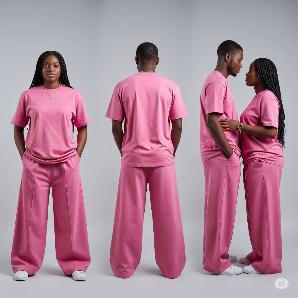 Nquar 2-Piece Set (Unisex Pink Casual Co-ords Set)