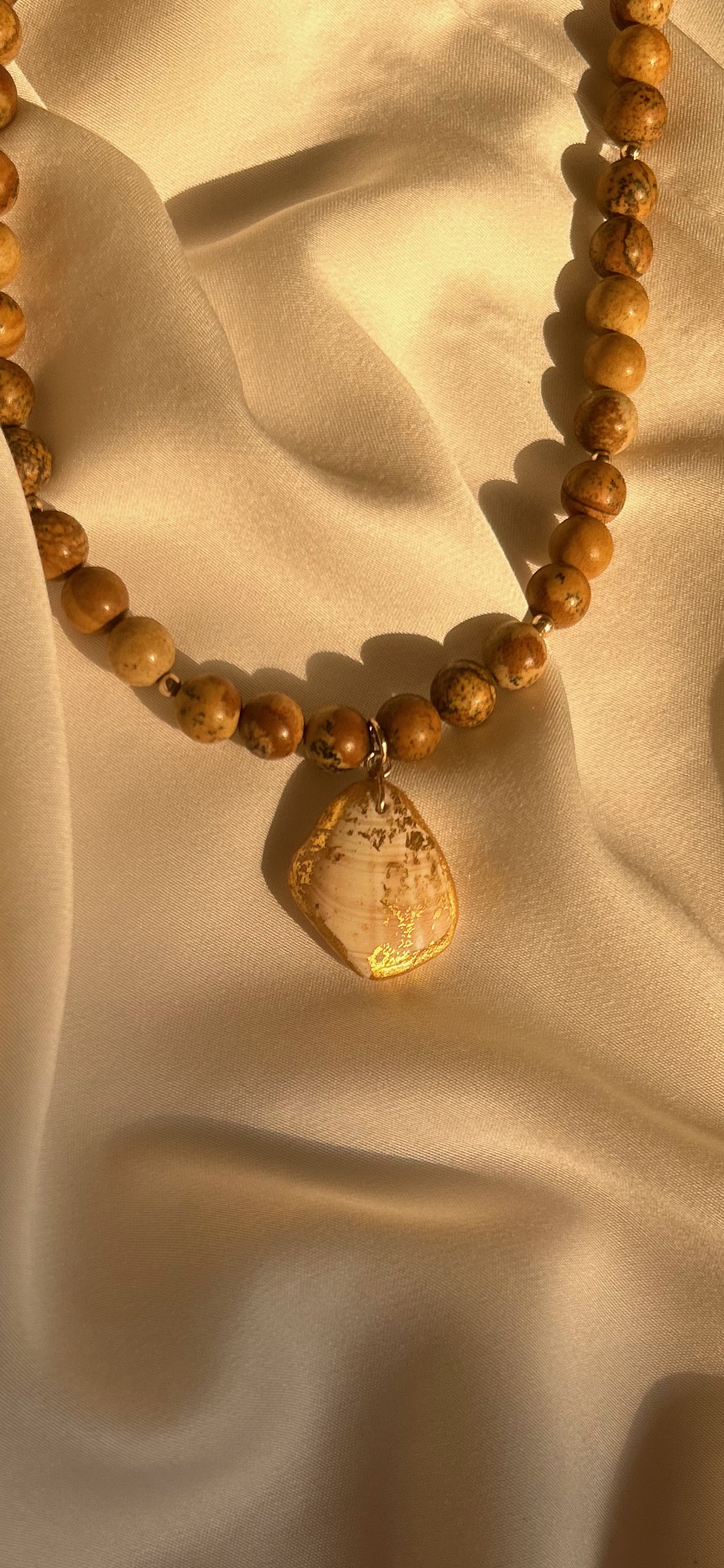 Handcrafted Beaded Necklace, Map stone