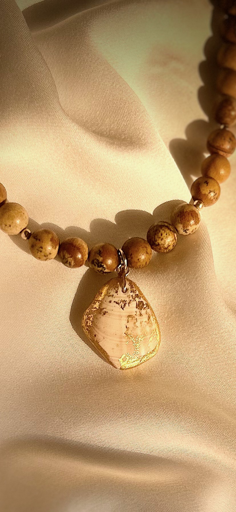 Handcrafted Beaded Necklace, Map stone