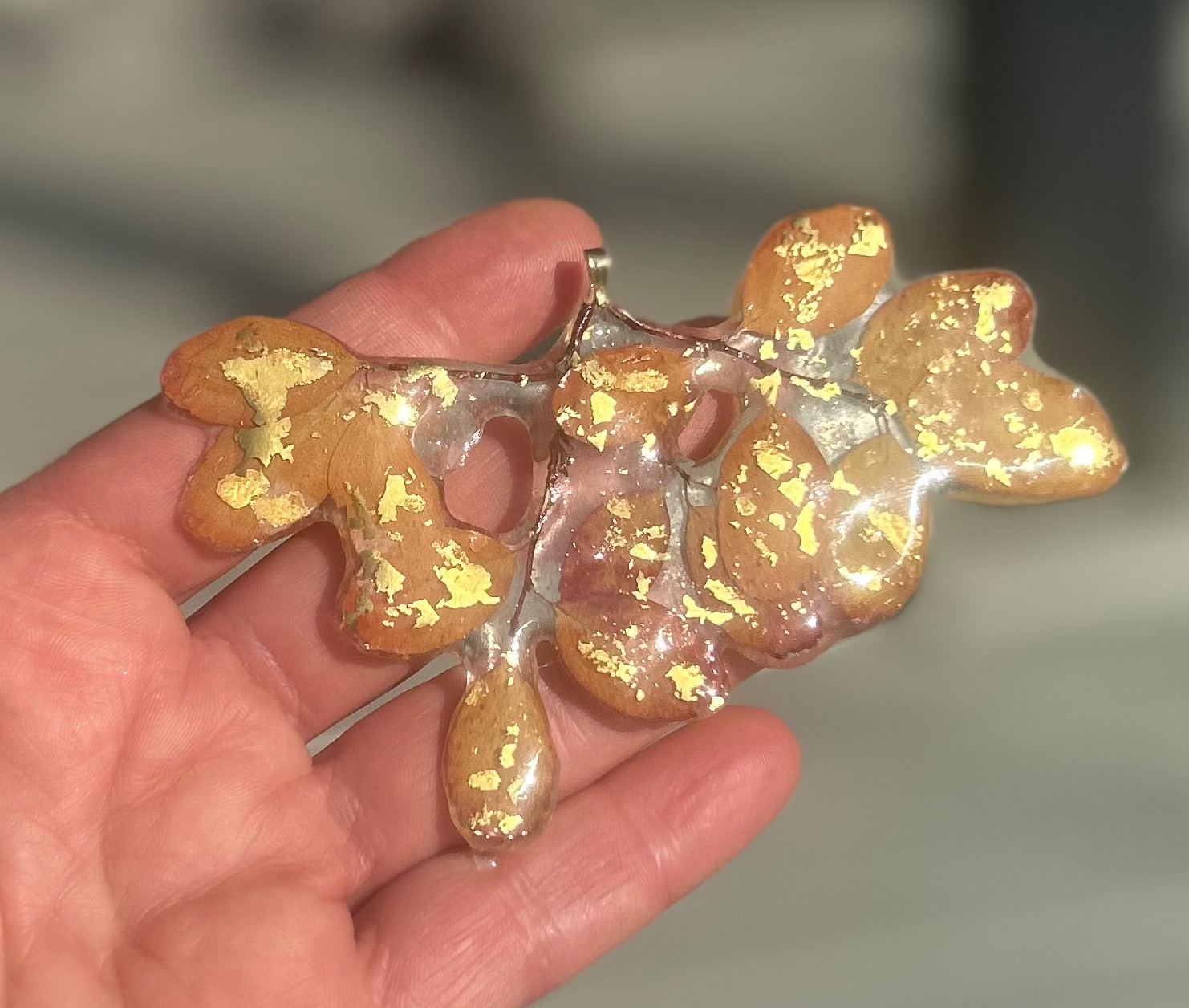 Handcrafted Resin Leaf Pendant