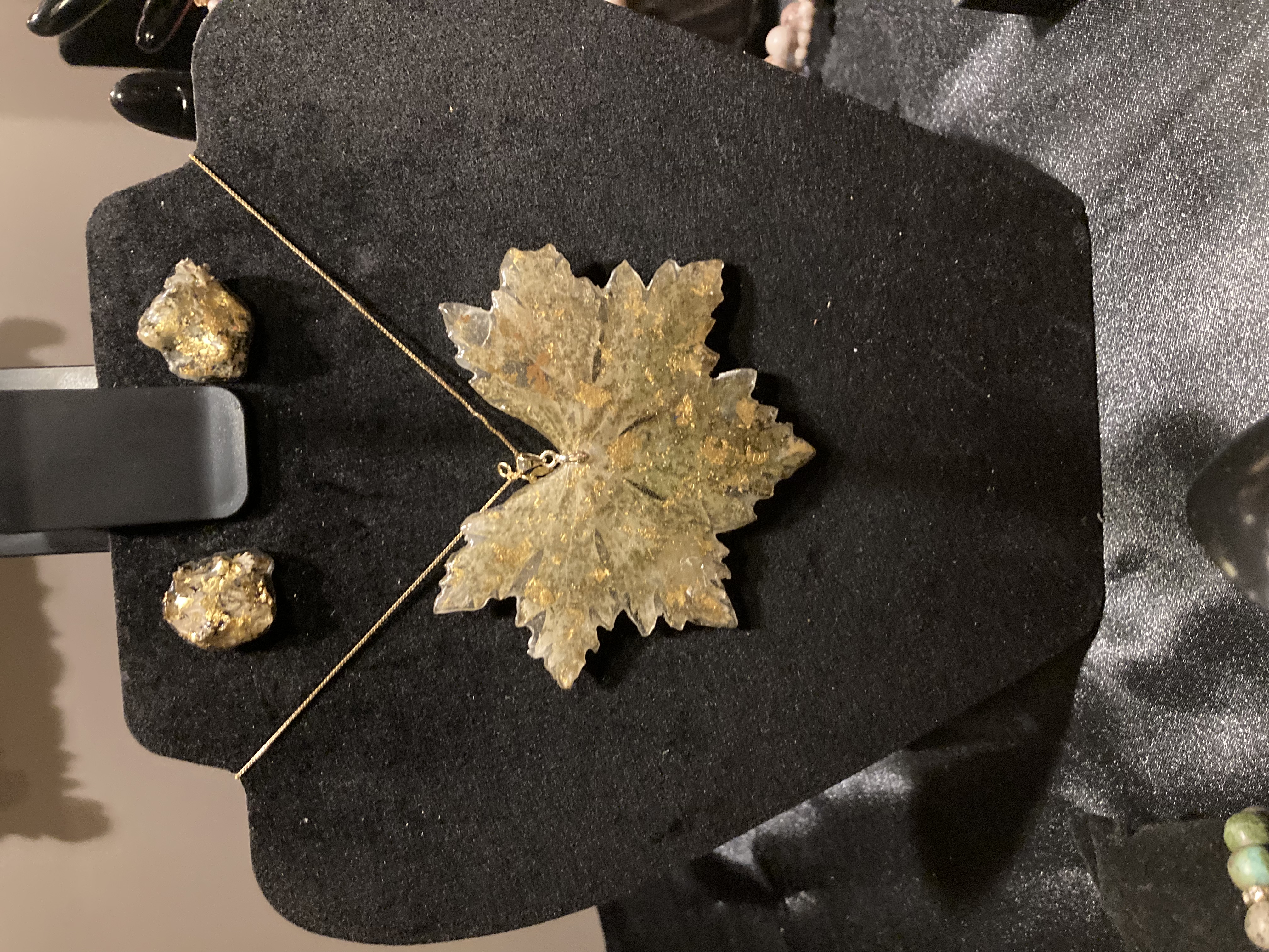 Real Leaf Pendant Necklace with 24k gilding