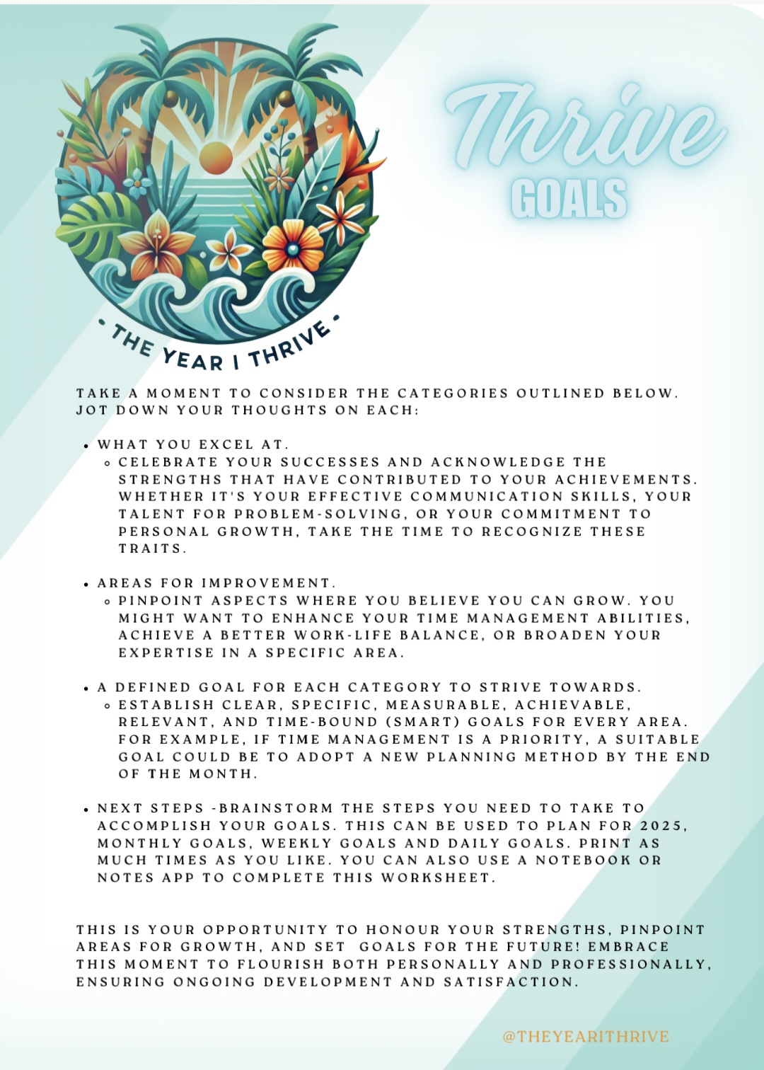 The Year I Thrive - Thrive Goals Planner Workbook
