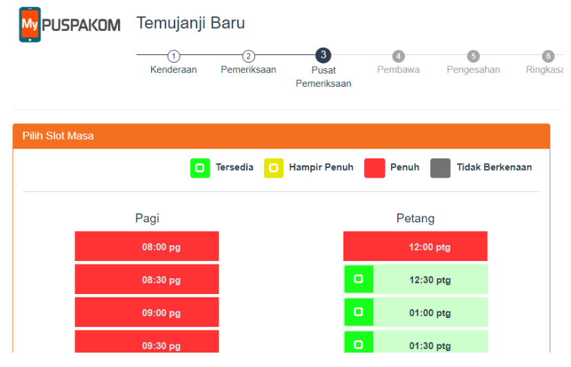 Ehailing Puspakom Booking Appointments
