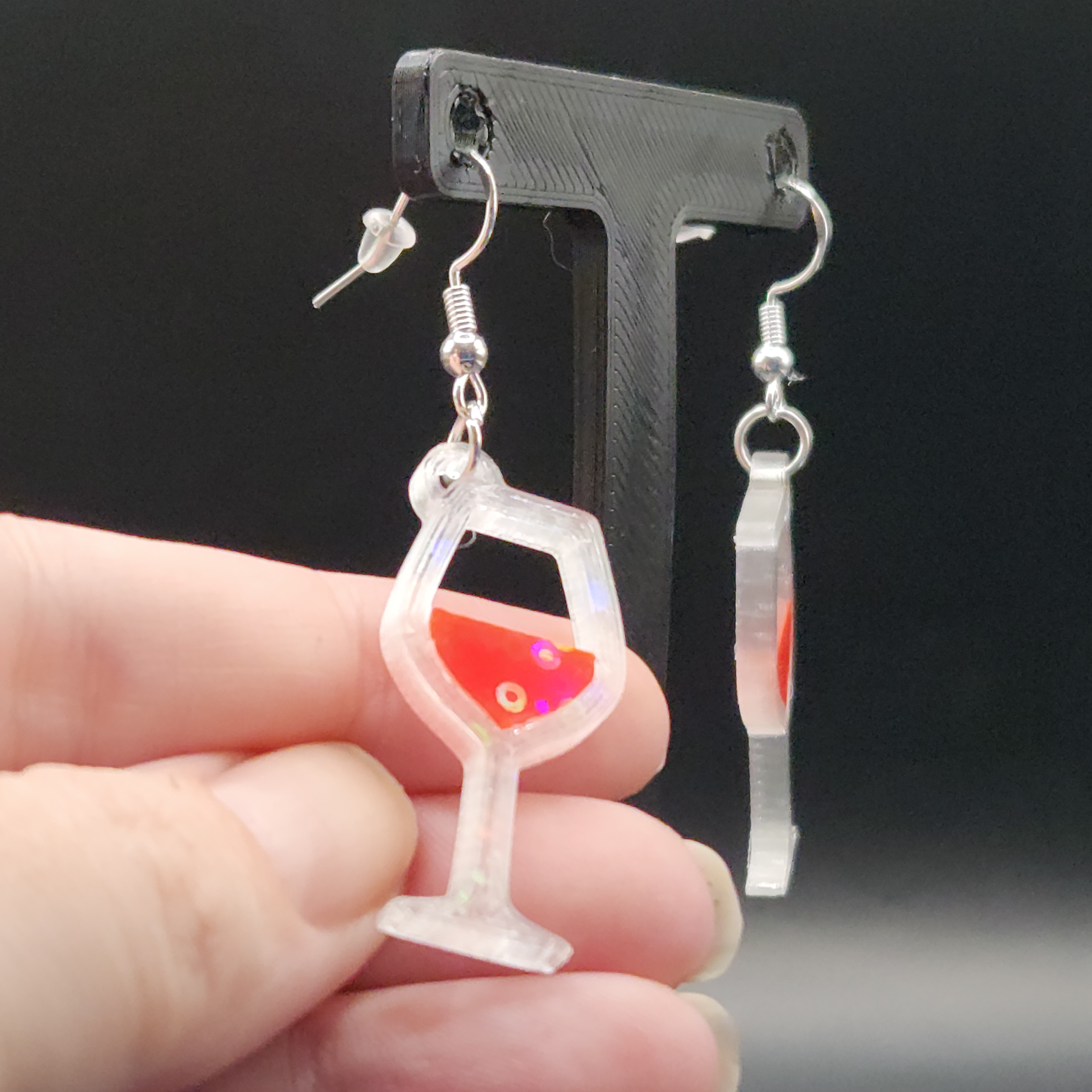 Red Wine Glass Earrings