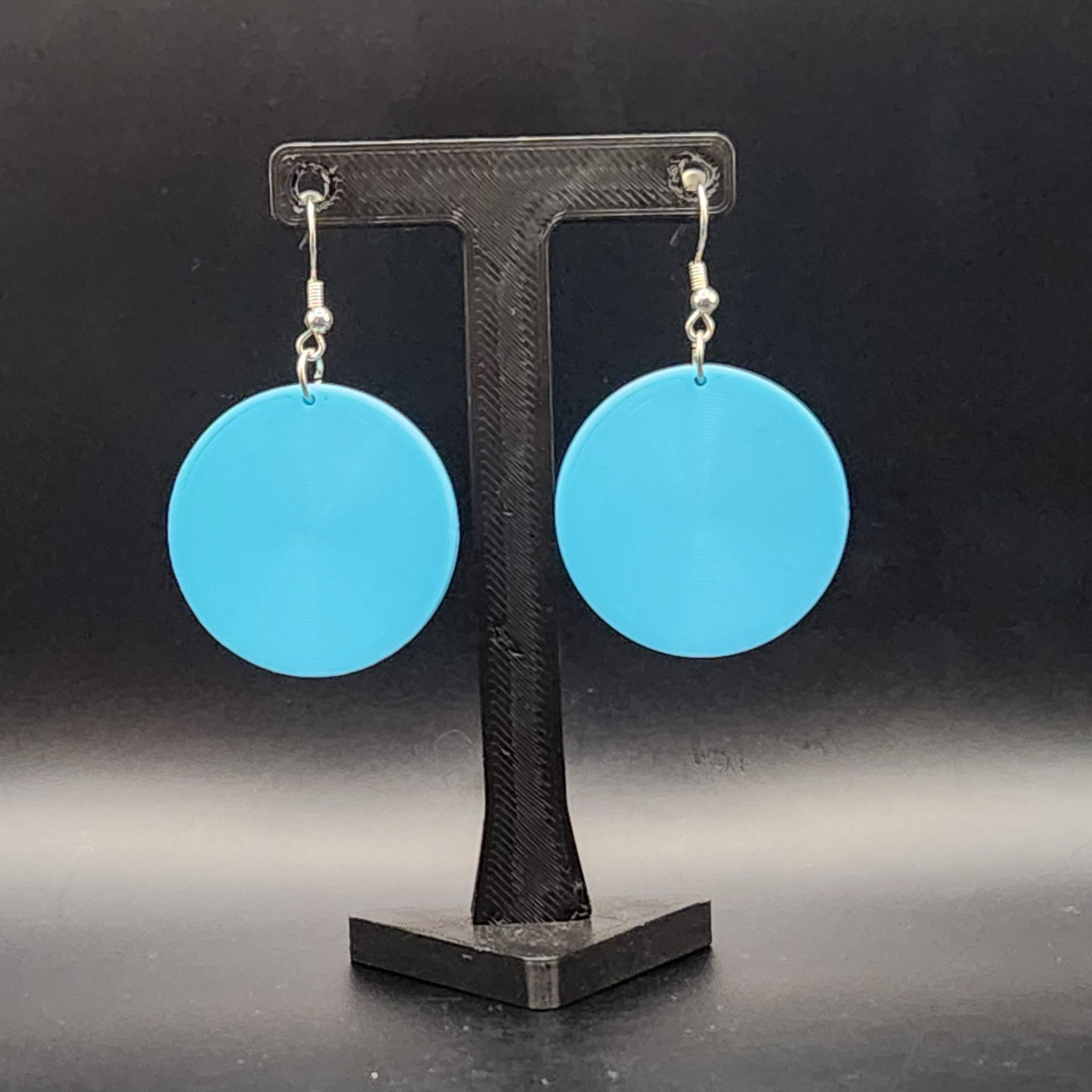 Blue Round Glow in the Dark Hologram Earrings