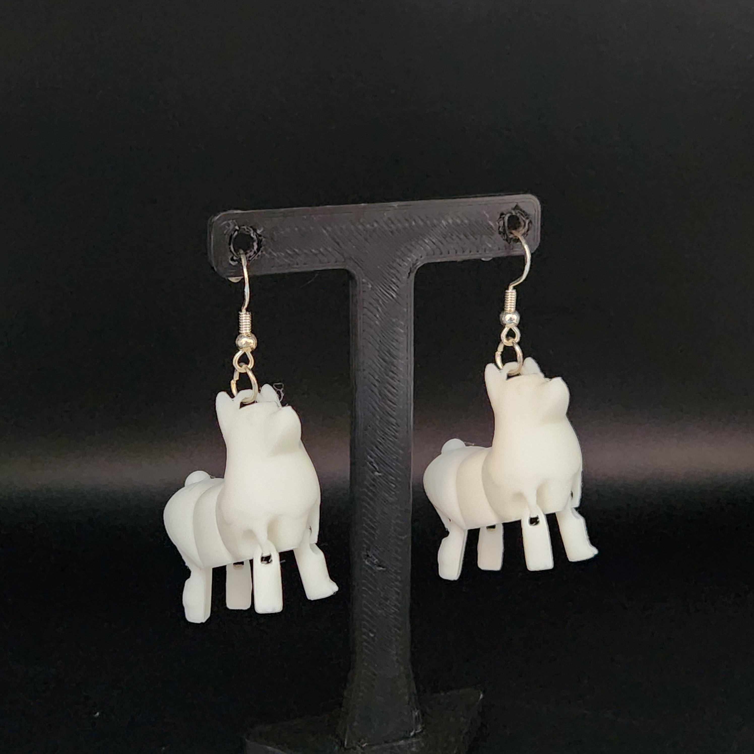 White Corgi Articulated Dangle Earrings